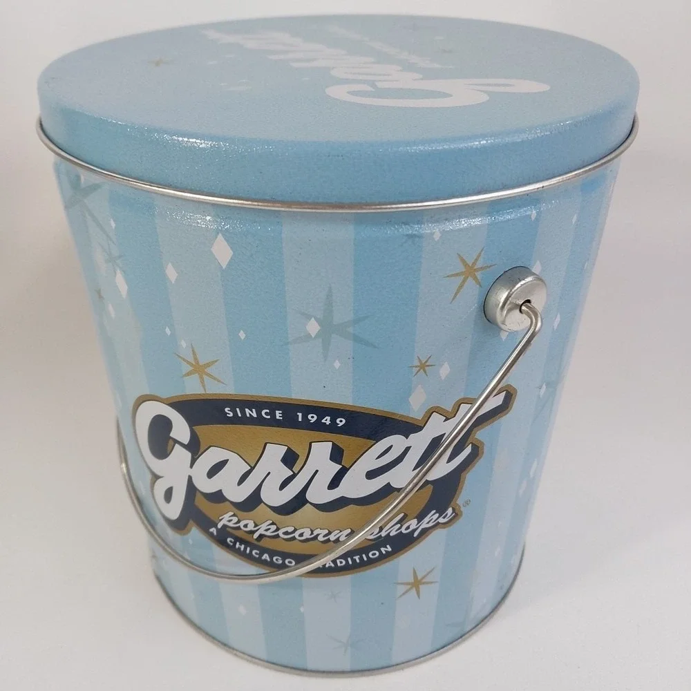 Garrett Popcorn Shops Tin, Chicago Collectible,  Lid And‎ Handle